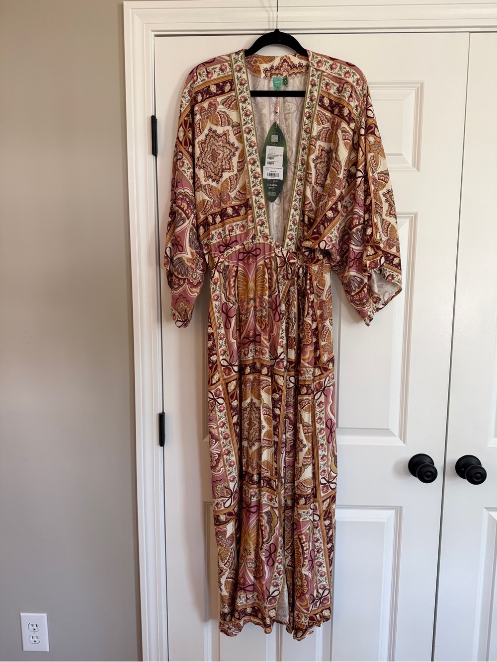 FARM Rio Paisley Maxi Dress in Pink and Mustard